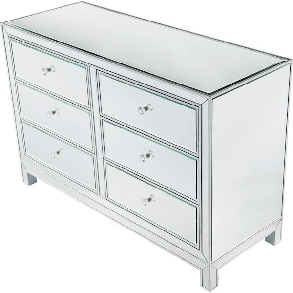 Convenience Concepts Dresser 6 Drawers, Antique Silver Paint - 48 x 18 x 32 in. HI2222467 - main
